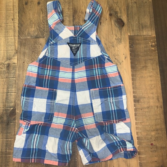3 for $20 / Oshkosh Plaid Shorteralls (12 M) - Picture 2 of 2